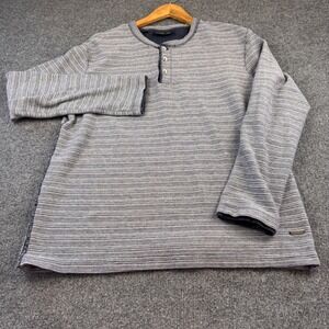 Rodd & Gunn Henley Shirt Mens Large Blue Striped Excellent Long Sleeve Cotton